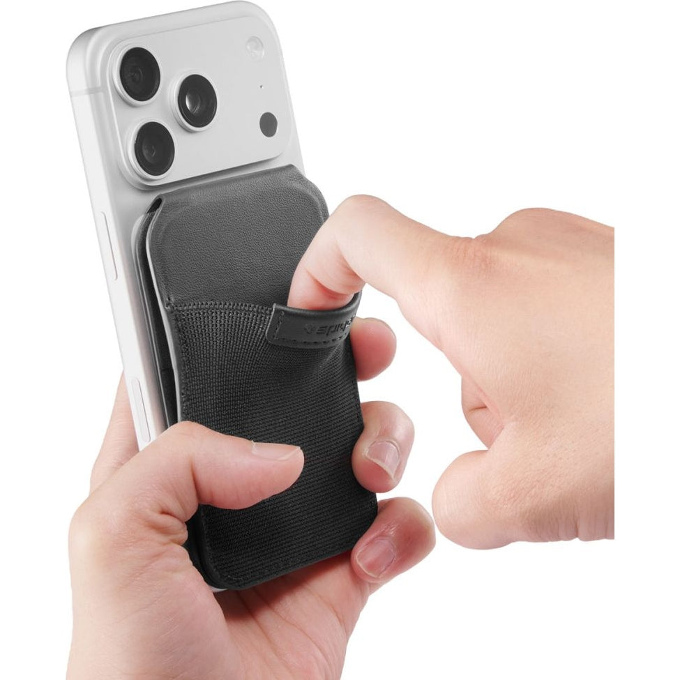 Kartenetui mit Ständer Spigen Slim Fold Mag S314-4 mit MagSafe, Schwarz
