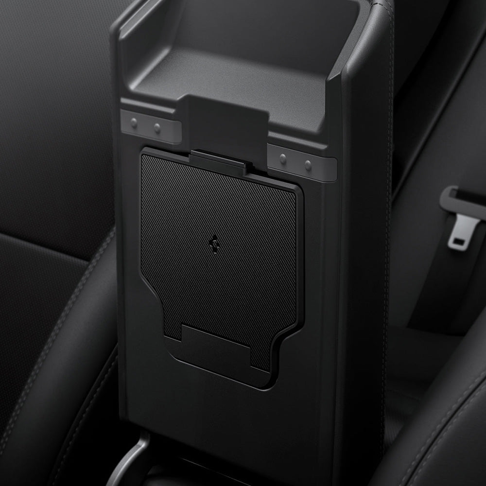 Auto-Organizer für Tesla Model 3 Highland (2024), Spigen Console Organizer Hidden Storage Box, Schwarz