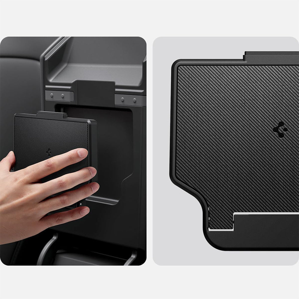 Auto-Organizer für Tesla Model 3 Highland (2024), Spigen Console Organizer Hidden Storage Box, Schwarz
