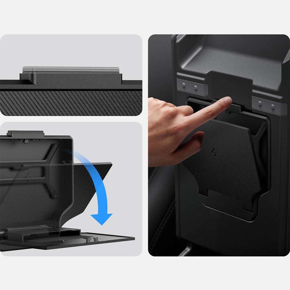 Auto-Organizer für Tesla Model 3 Highland (2024), Spigen Console Organizer Hidden Storage Box, Schwarz