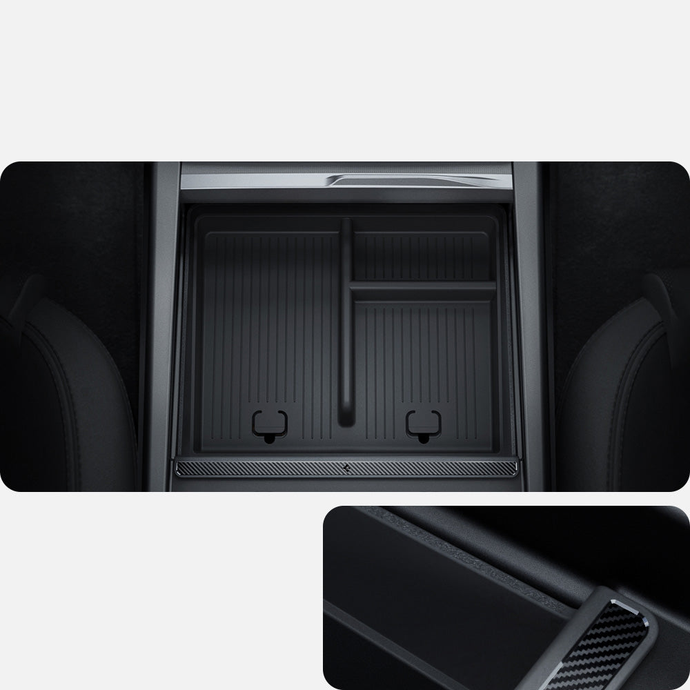 Auto-Organizer für Tesla Model 3 Highland 2024, Spigen Console Organizer Tray, Schwarz