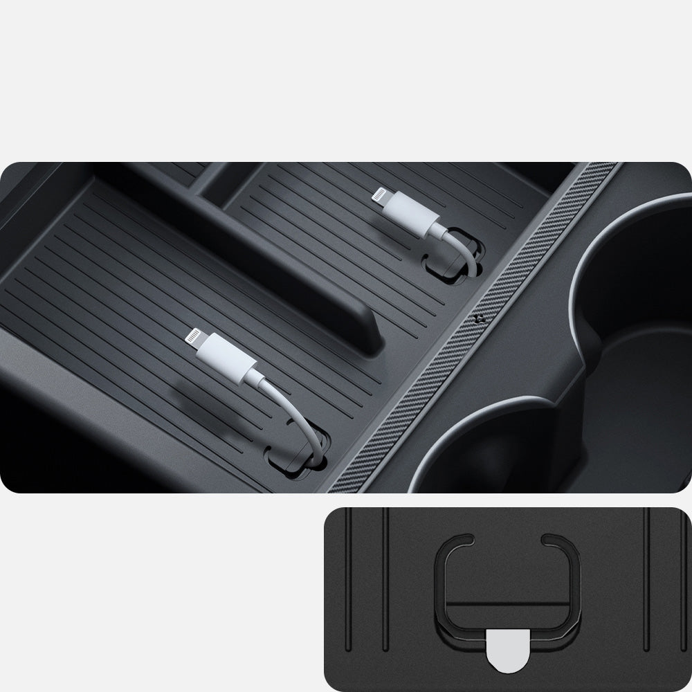 Auto-Organizer für Tesla Model 3 Highland 2024, Spigen Console Organizer Tray, Schwarz