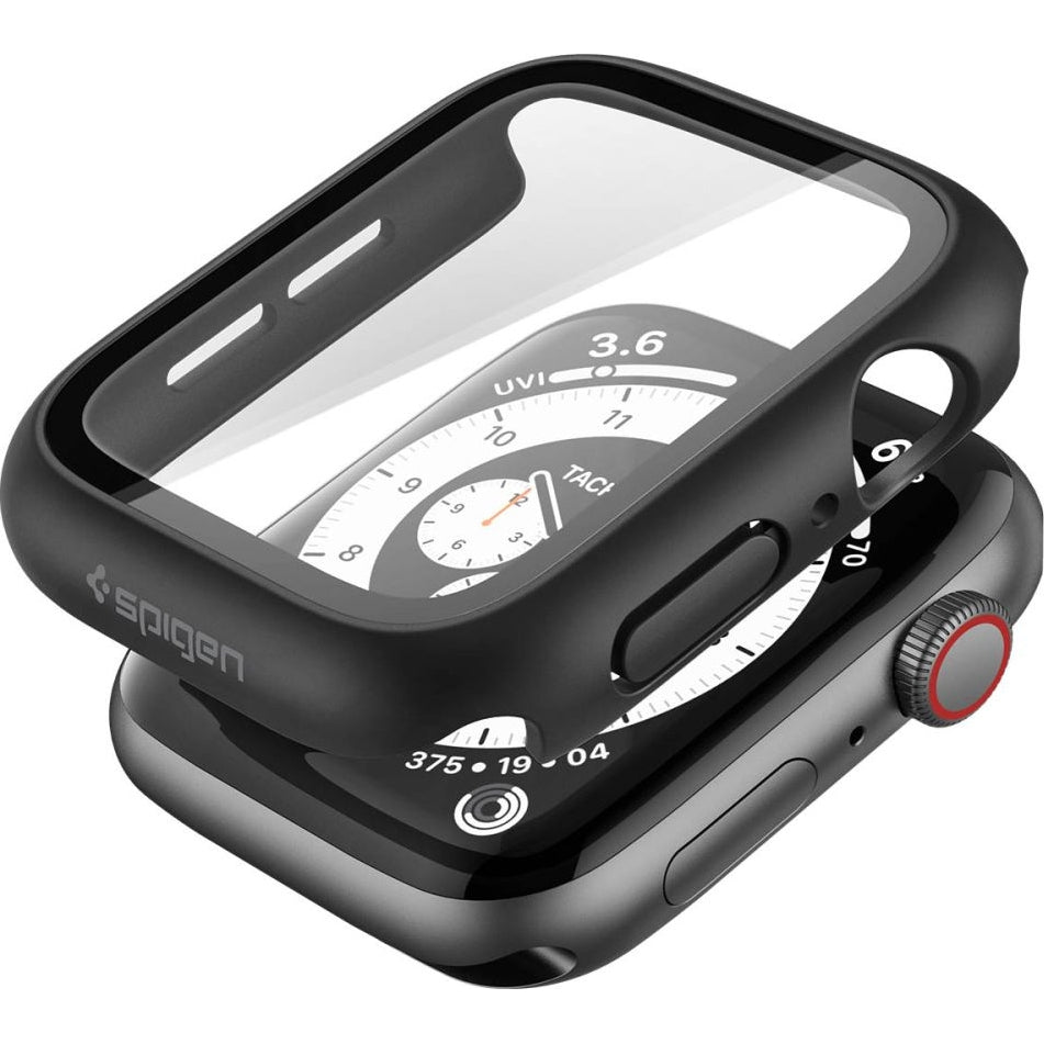 Schutzhülle + Glas Spigen Thin Fit 360 für Apple Watch SE / 6 / 5 / 4 (44 mm), Schwarz