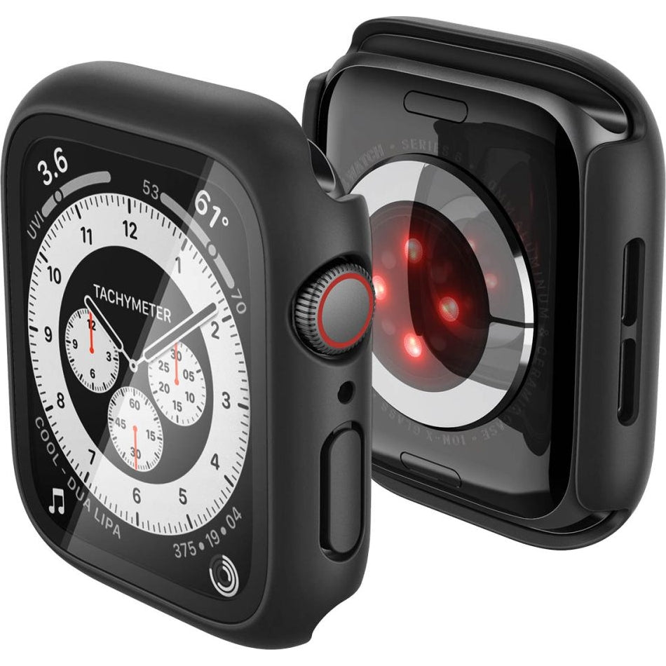 Schutzhülle + Glas Spigen Thin Fit 360 für Apple Watch SE / 6 / 5 / 4 (44 mm), Schwarz