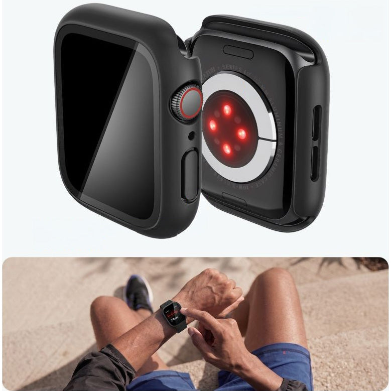 Schutzhülle + Glas Spigen Thin Fit 360 für Apple Watch SE / 6 / 5 / 4 (44 mm), Schwarz