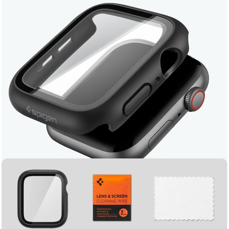 Schutzhülle + Glas Spigen Thin Fit 360 für Apple Watch SE / 6 / 5 / 4 (44 mm), Schwarz