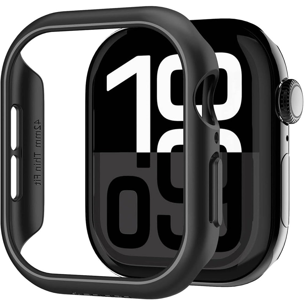 Schutzhülle für Apple Watch 10 42 mm, Spigen Thin Fit, Schwarz