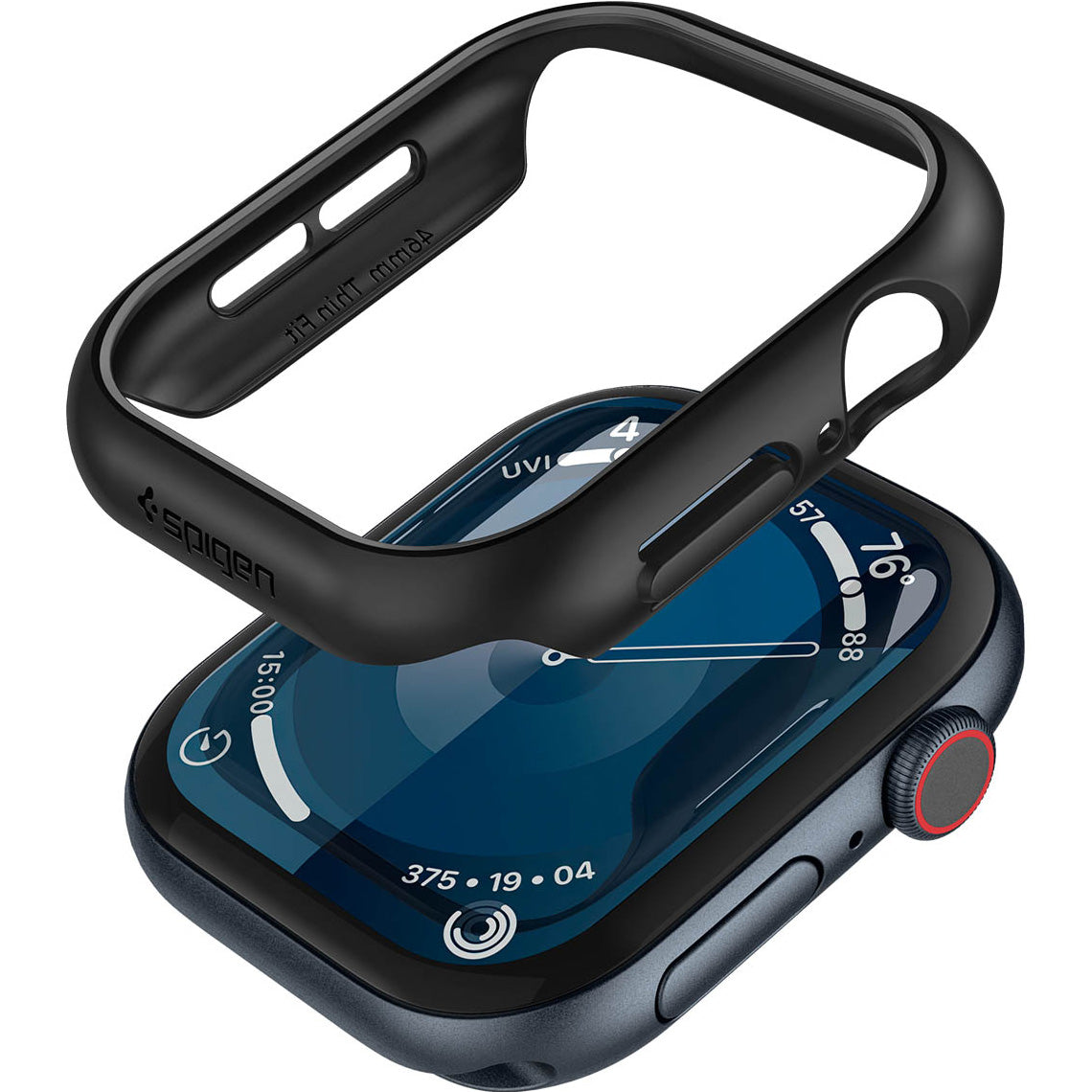 Schutzhülle für Apple Watch 11 / 10 46 mm, Spigen Thin Fit, Schwarz