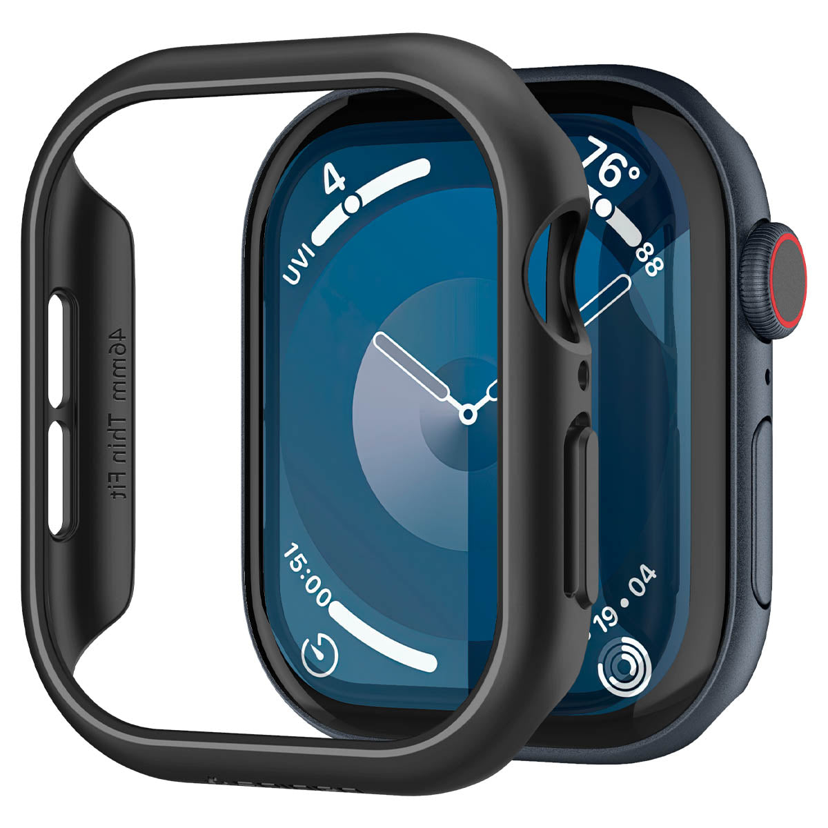 Schutzhülle für Apple Watch 11 / 10 46 mm, Spigen Thin Fit, Schwarz