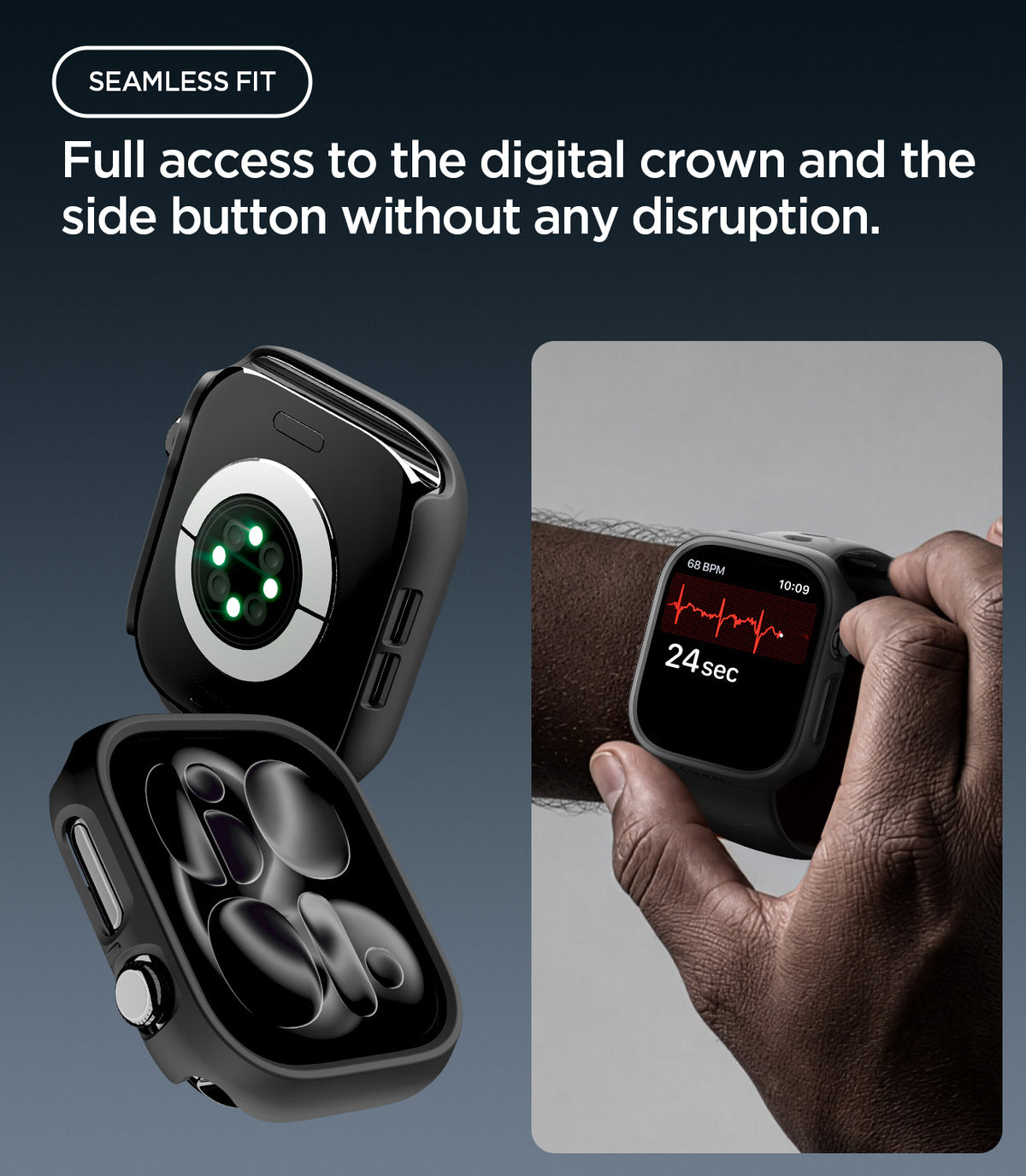 Schutzhülle für Apple Watch Series 12 46mm, Spigen Thin Fit, Schwarz (2/16)