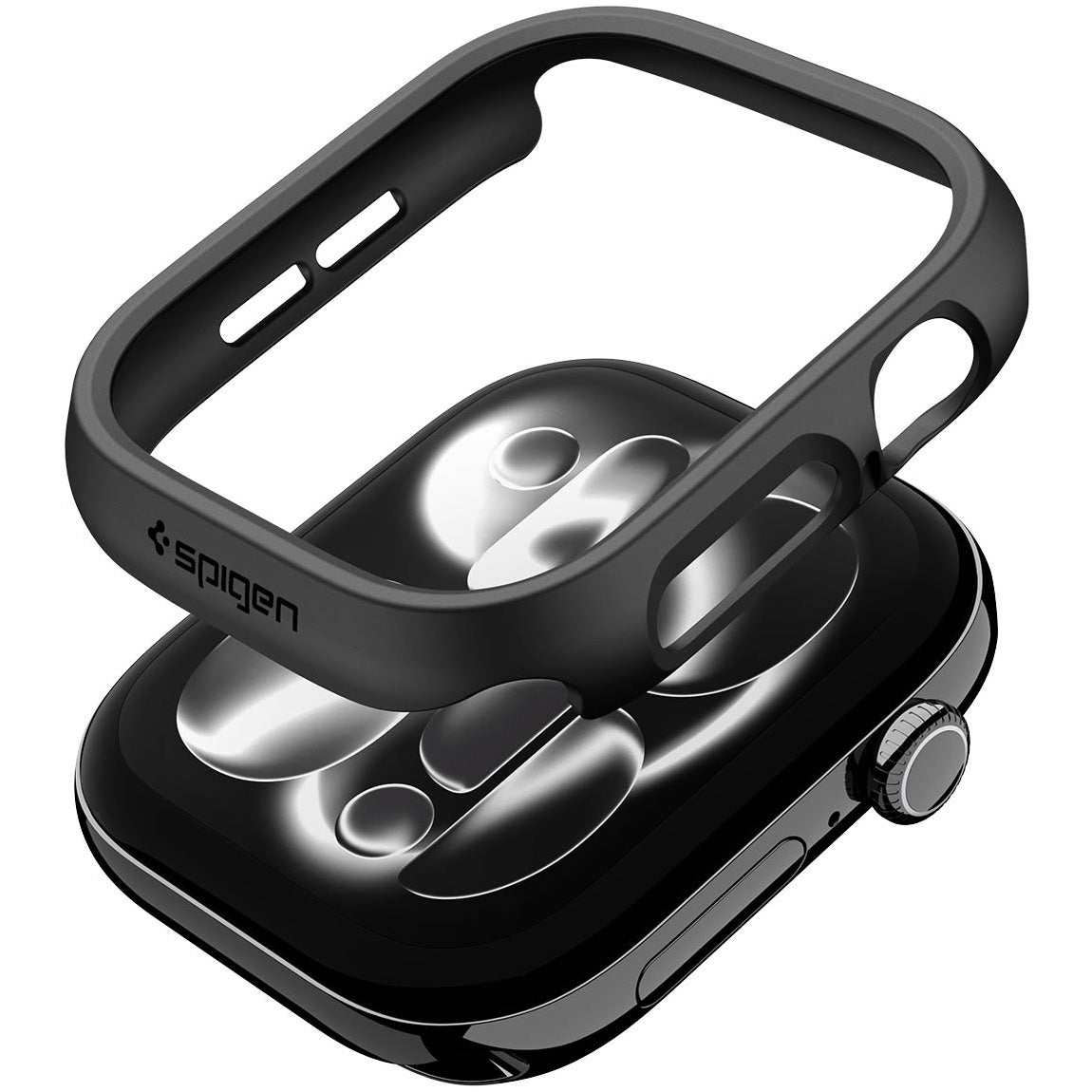 Schutzhülle für Apple Watch Series 12 46mm, Spigen Thin Fit, Schwarz (7/16)