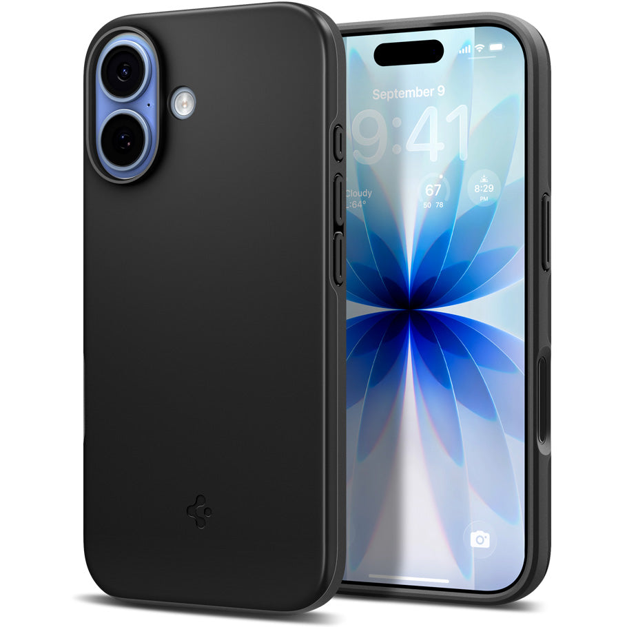 Handyhülle für iPhone 17, Spigen Thin Fit Mag mit MagSafe, Schwarz