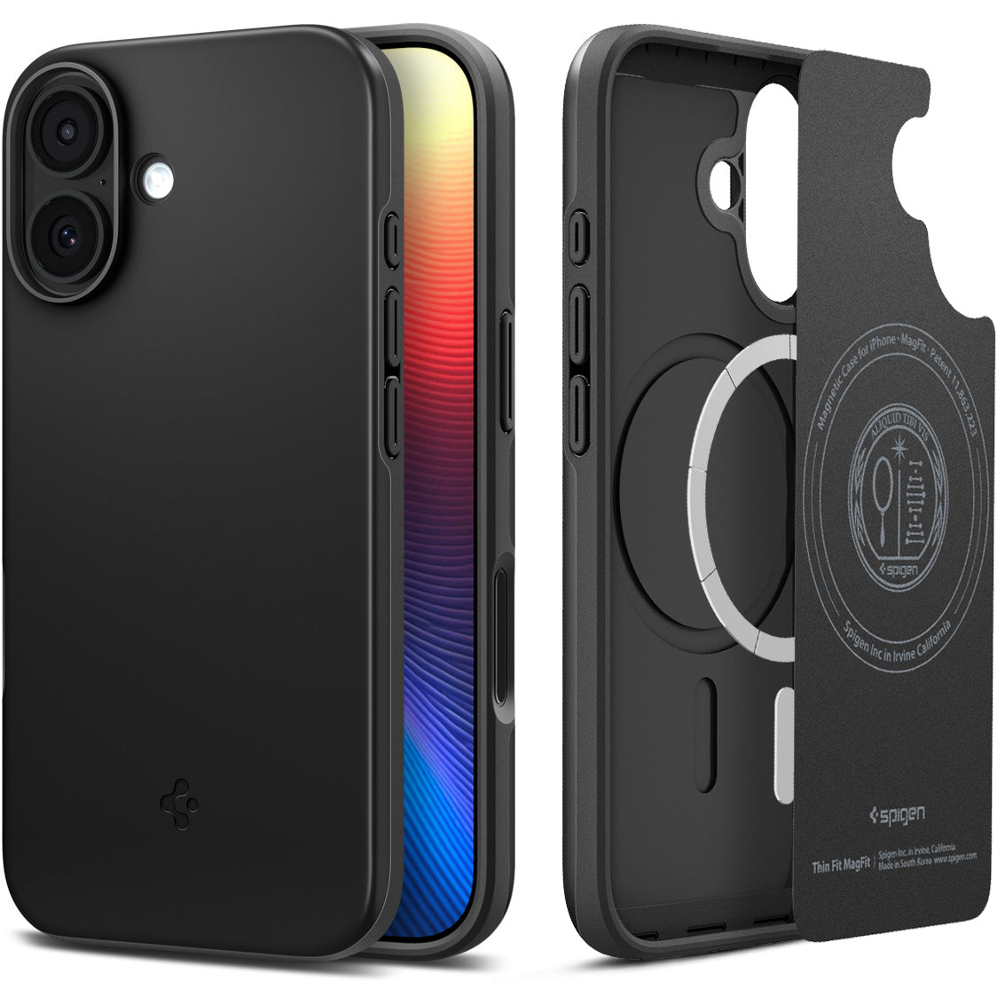 Handyhülle für iPhone 17, Spigen Thin Fit Mag mit MagSafe, Schwarz