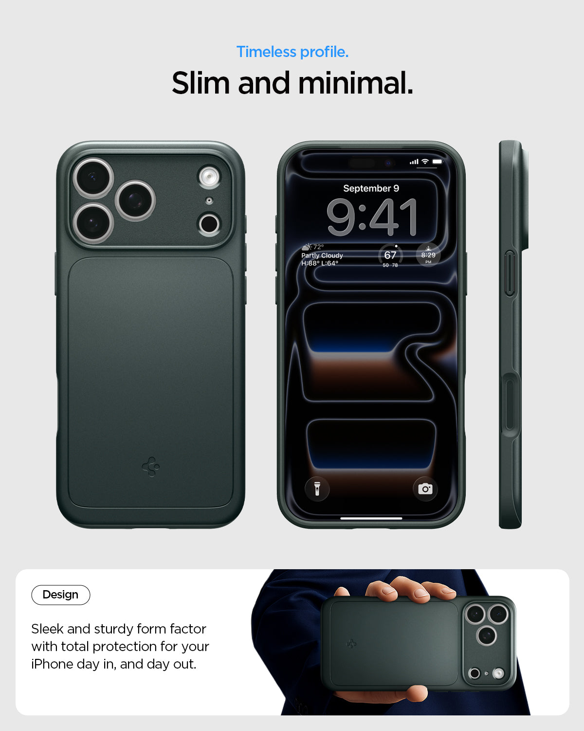 Handyhülle für iPhone 18 Pro, Spigen Thin Fit Mag mit MagSafe, Grün (6/15)