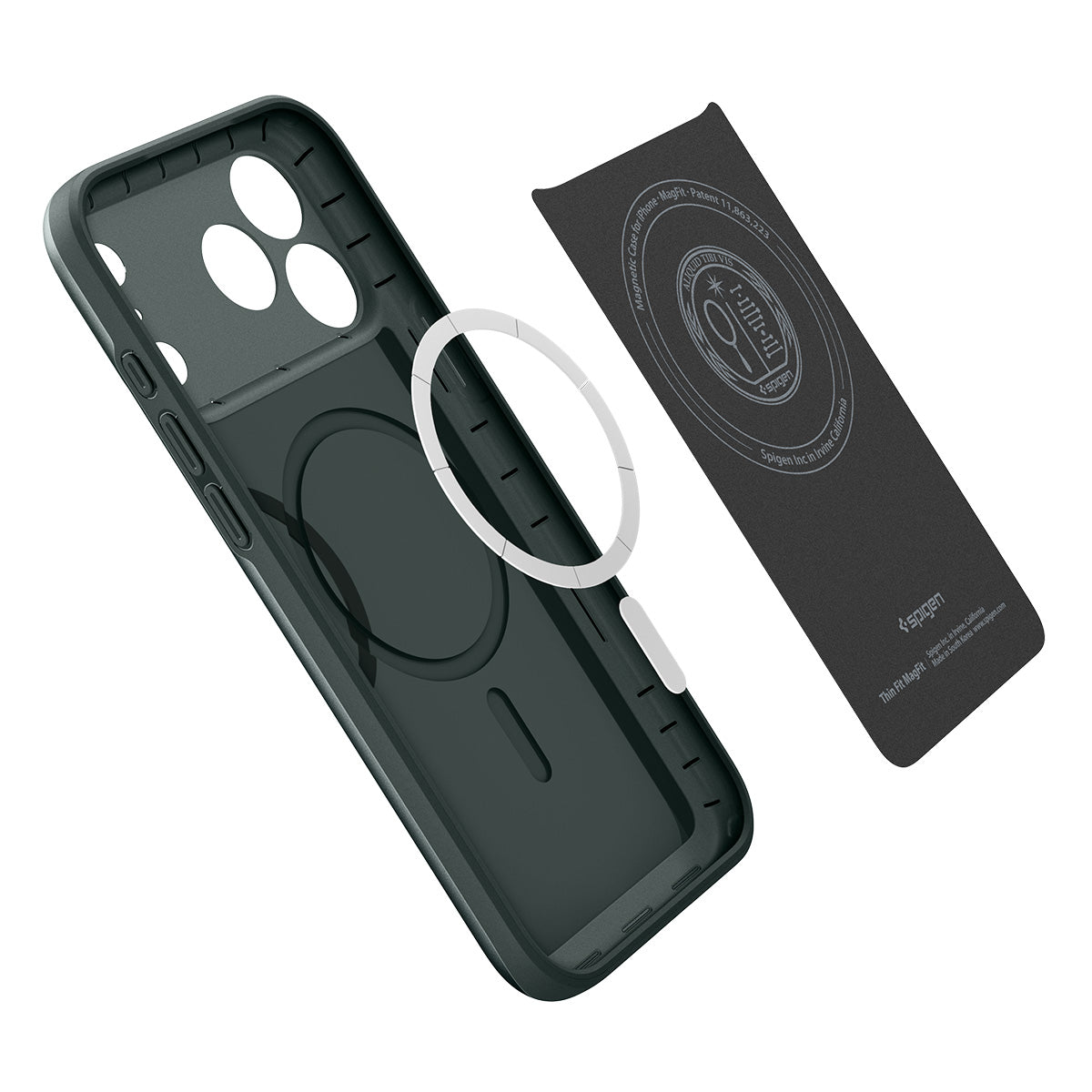 Handyhülle für iPhone 18 Pro, Spigen Thin Fit Mag mit MagSafe, Grün (15/15)