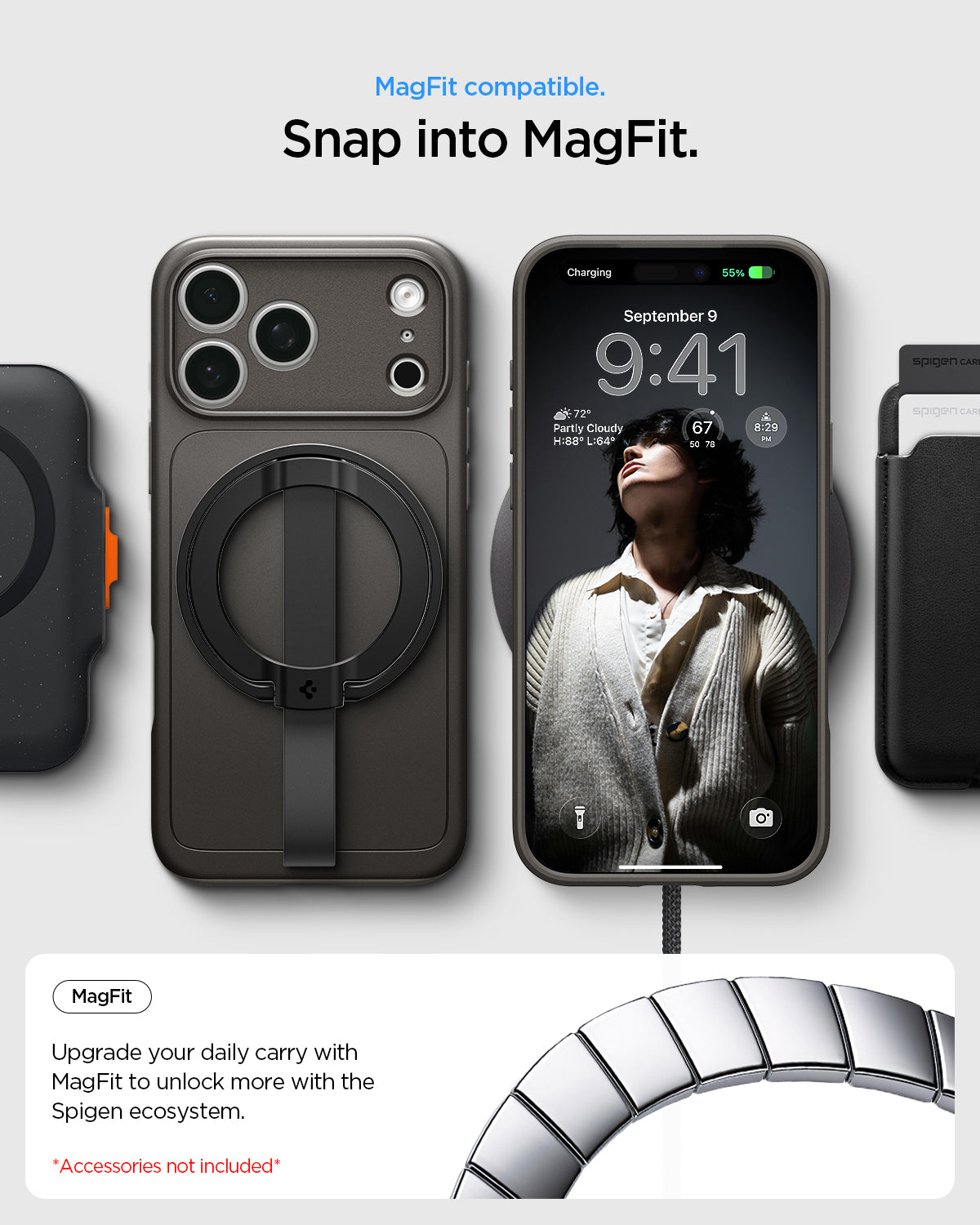 Handyhülle für iPhone 18 Pro, Spigen Thin Fit Mag mit MagSafe, Grau (4/15)