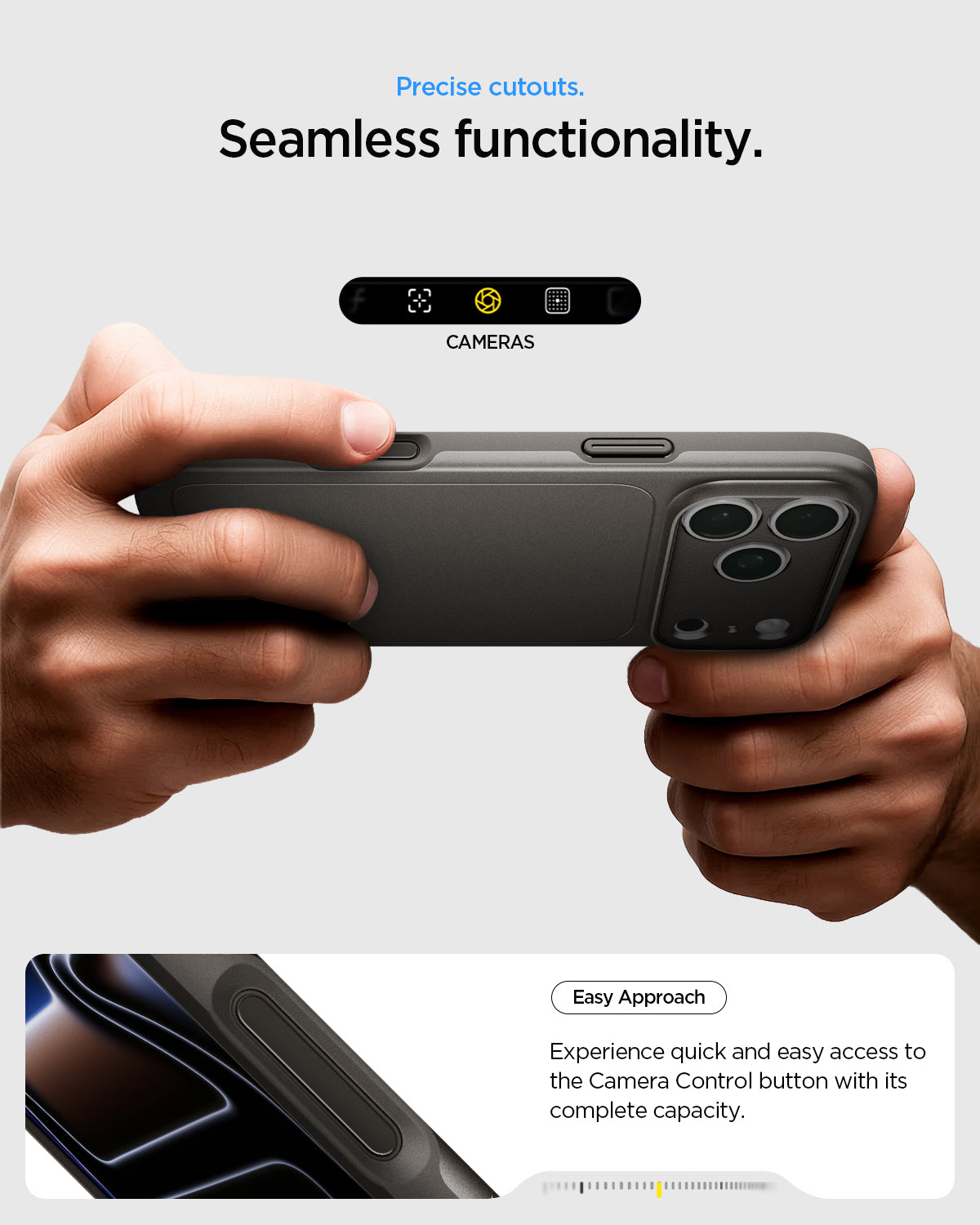 Handyhülle für iPhone 18 Pro, Spigen Thin Fit Mag mit MagSafe, Grau (5/15)