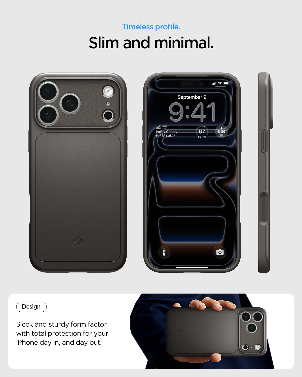 Handyhülle für iPhone 18 Pro Max, Spigen Thin Fit Mag mit MagSafe, Grau (6/15)