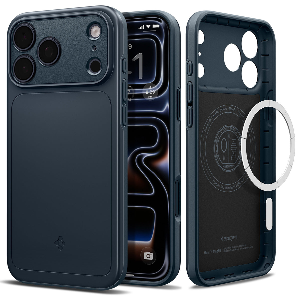 Handyhülle für iPhone 18 Pro Max, Spigen Thin Fit Mag mit MagSafe, Dunkelblau (9/15)