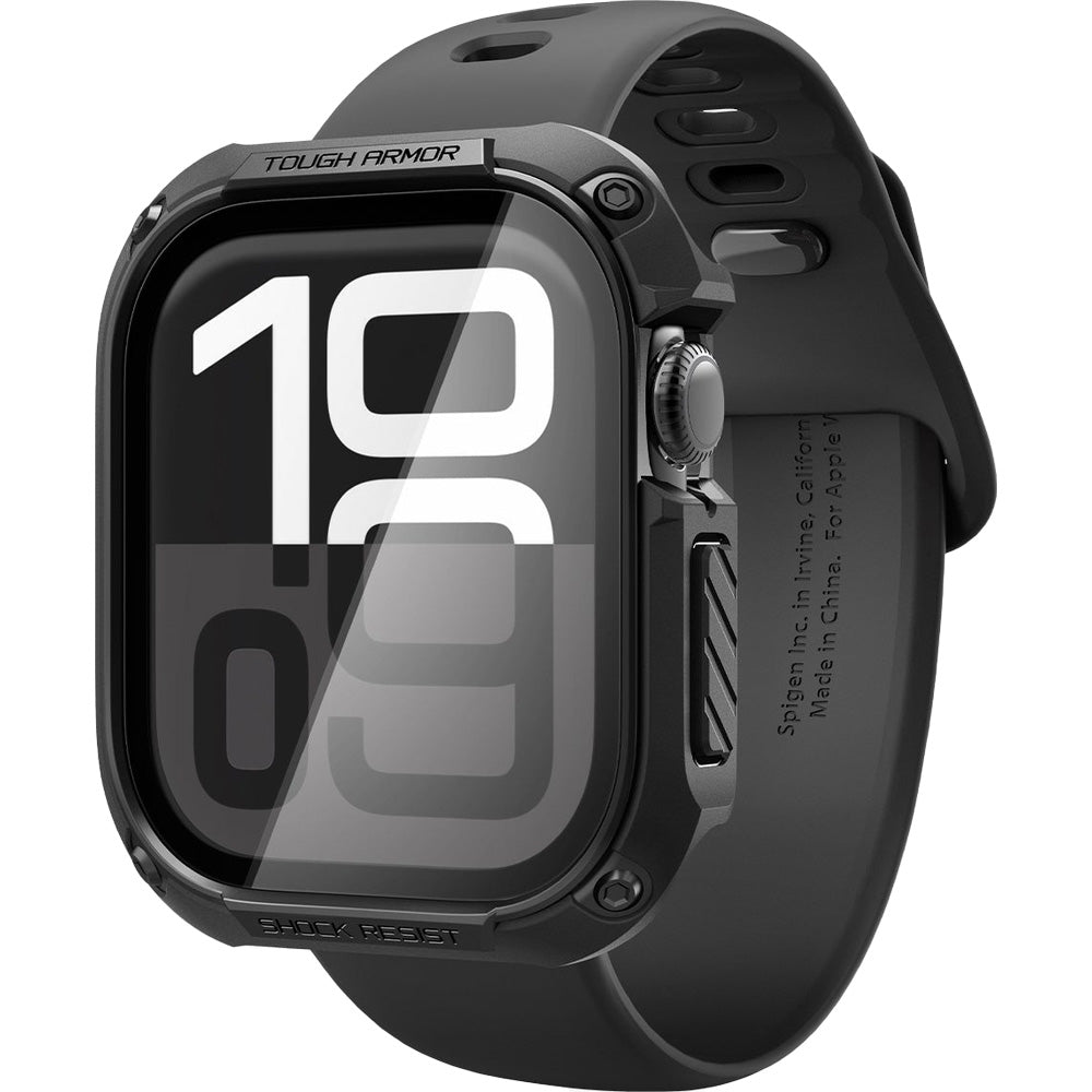 Schutzhülle mit Glas für Apple Watch 10 46 mm, Spigen Tough Armor SP, Schwarz