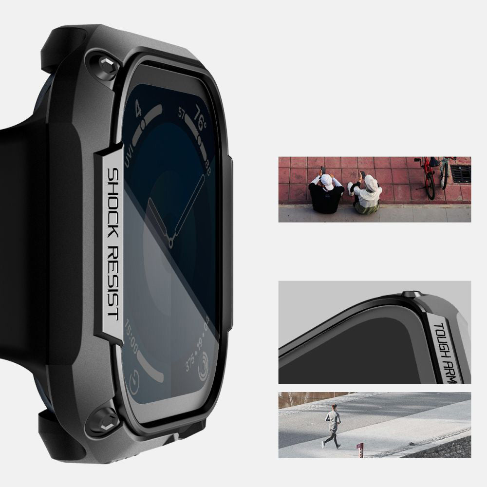 Schutzhülle mit Glas für Apple Watch 10 46 mm, Spigen Tough Armor SP, Schwarz