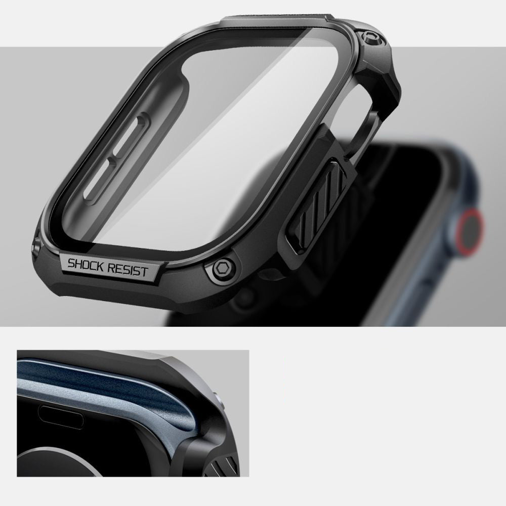 Schutzhülle mit Glas für Apple Watch 10 46 mm, Spigen Tough Armor SP, Schwarz