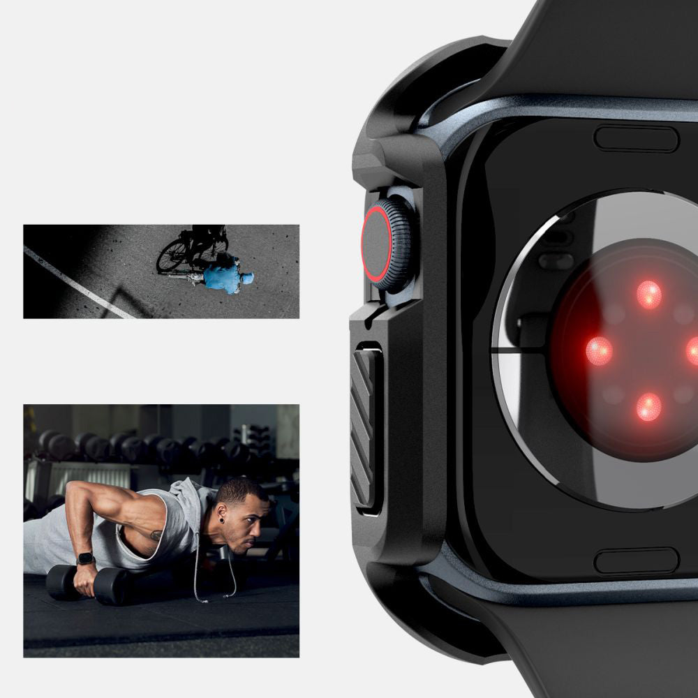 Schutzhülle mit Glas für Apple Watch 10 46 mm, Spigen Tough Armor SP, Schwarz