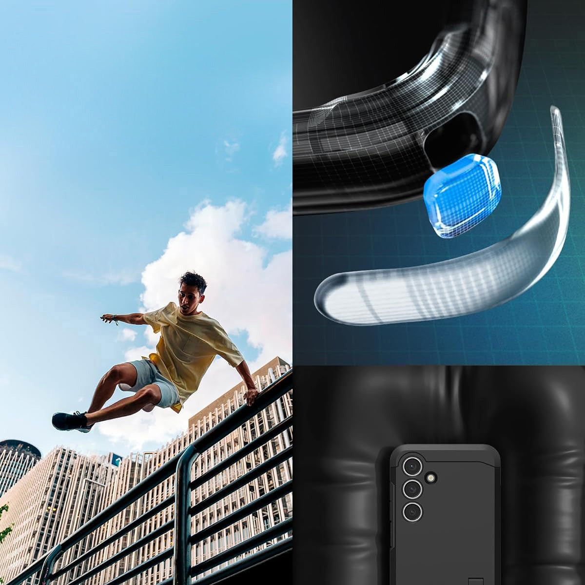 Handyhülle für Galaxy S24 FE, Spigen Tough Armor, Schwarz