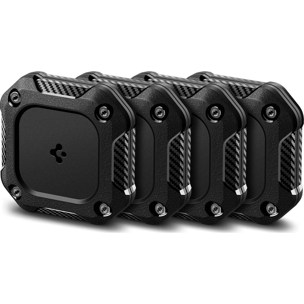 Hüllen-Set für Apple AirTag, Spigen Tough Armor IPX8, 4 Stück, Schwarz
