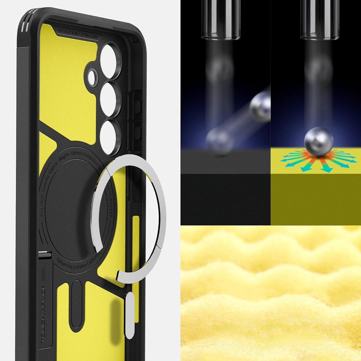 Handyhülle für Galaxy S24 FE, Spigen Tough Armor Mag mit MagSafe, Schwarz