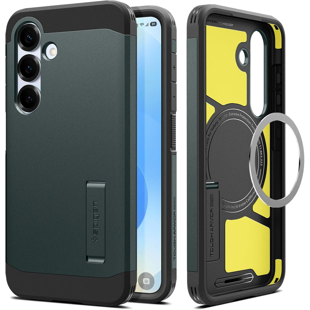 Handyhülle für Galaxy S25, Spigen Tough Armor Mag mit MagSafe, Grün