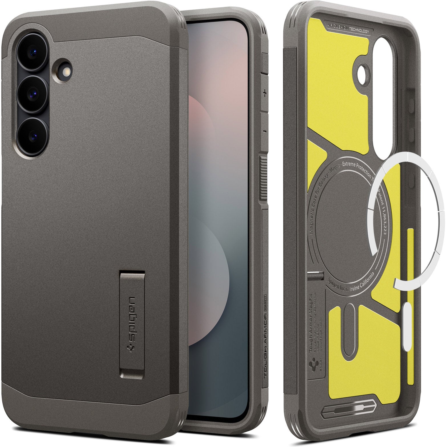 Handyhülle für Galaxy S25 FE, Spigen Tough Armor Mag mit MagSafe, Grau