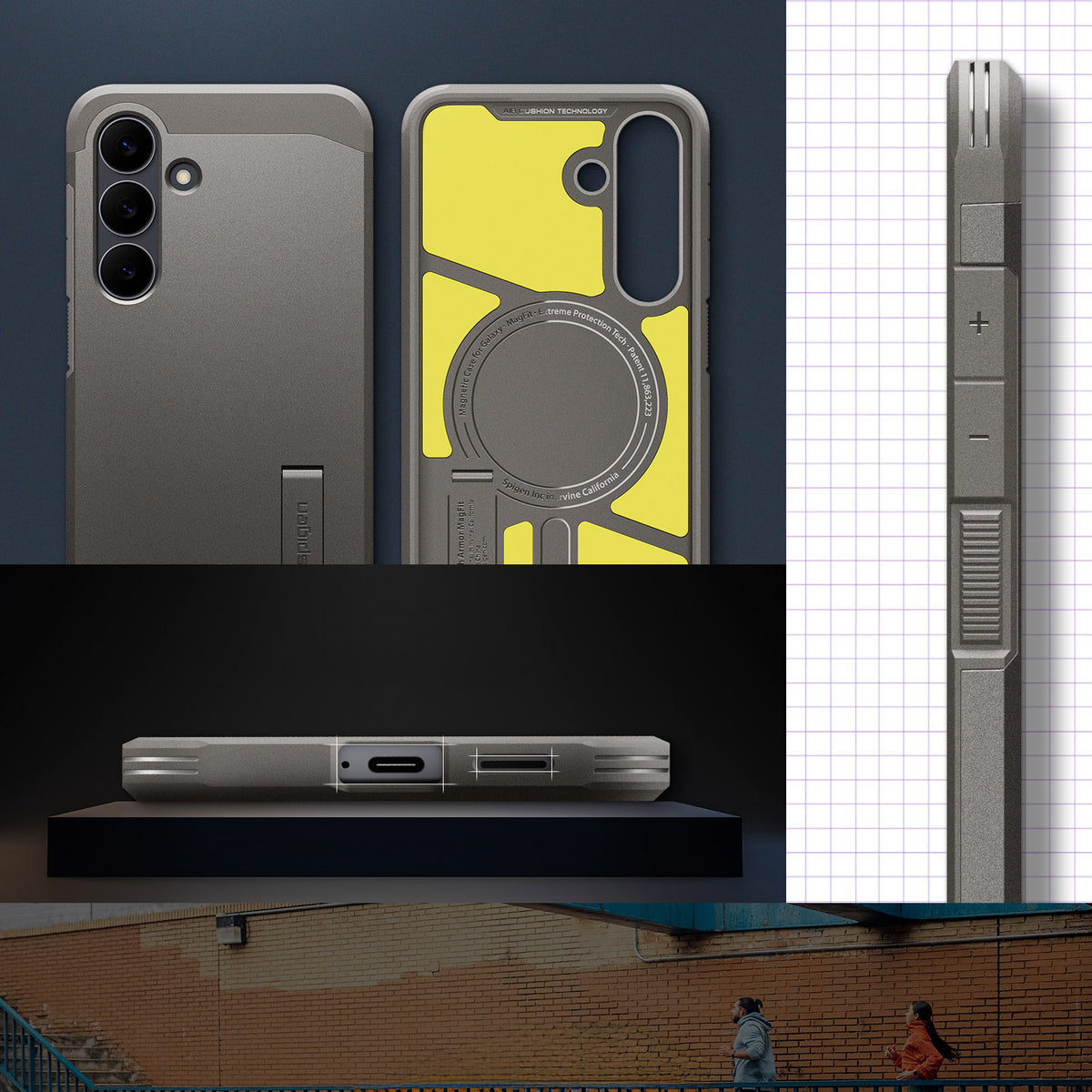 Handyhülle für Galaxy S25 FE, Spigen Tough Armor Mag mit MagSafe, Grau