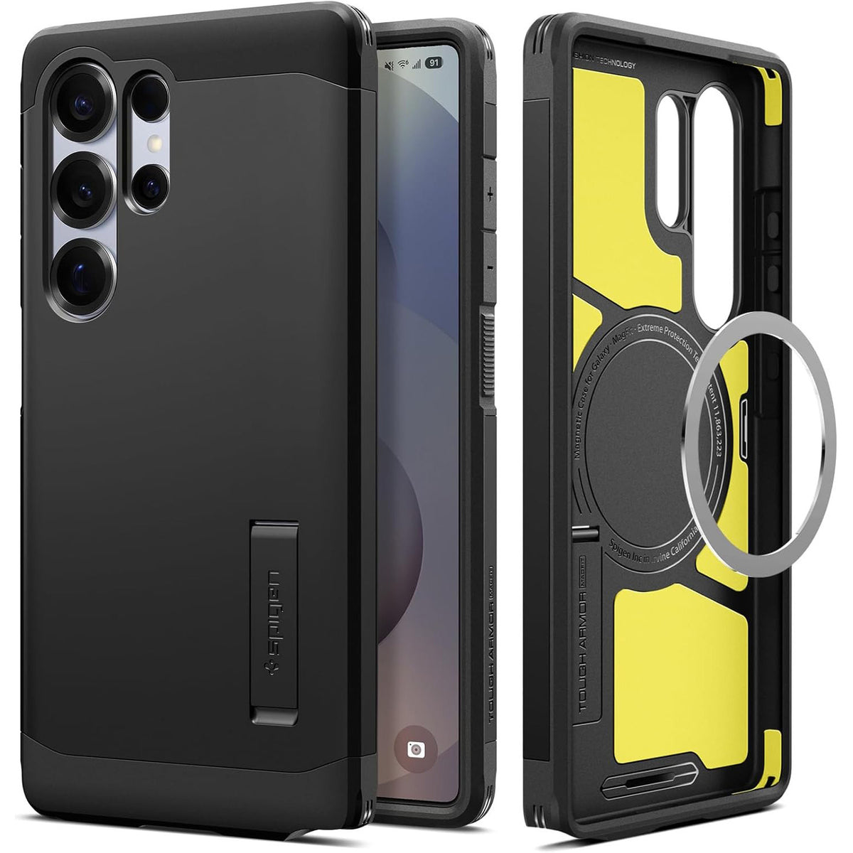 Handyhülle für Galaxy S25 Ultra, Spigen Tough Armor Mag mit MagSafe, Schwarz