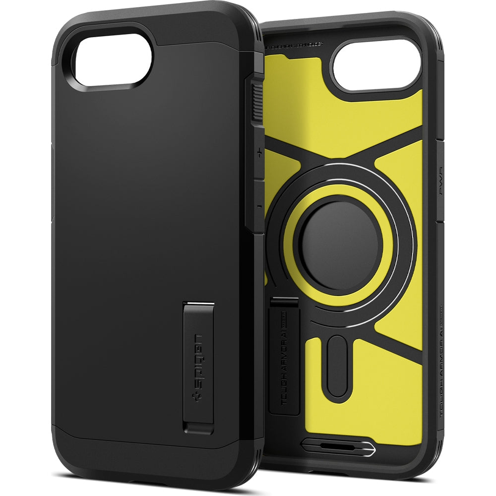 Handyhülle für iPhone 17e / 16e, Spigen Tough Armor Mag mit MagSafe, Schwarz