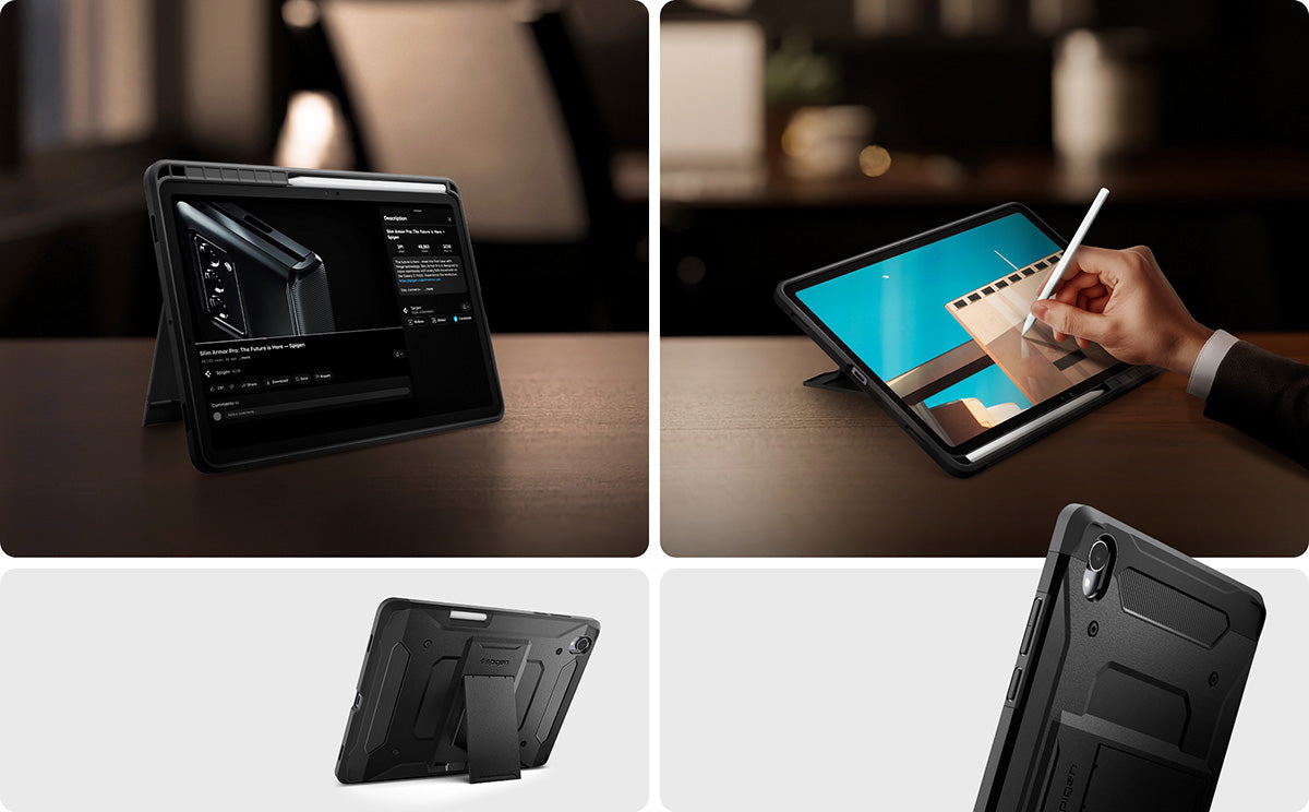 Schutzhülle für Galaxy Tab S11, Spigen Tough Armor Pro, Schwarz