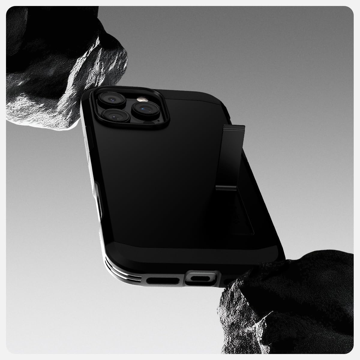 Handyhülle für iPhone 16 Pro, Spigen Tough Armor T Mag (CC) mit MagSafe, Schwarz
