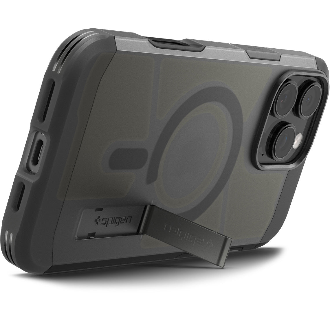 Handyhülle für iPhone 16 Pro, Spigen Tough Armor T Mag (CC) mit MagSafe, Rauchfarben