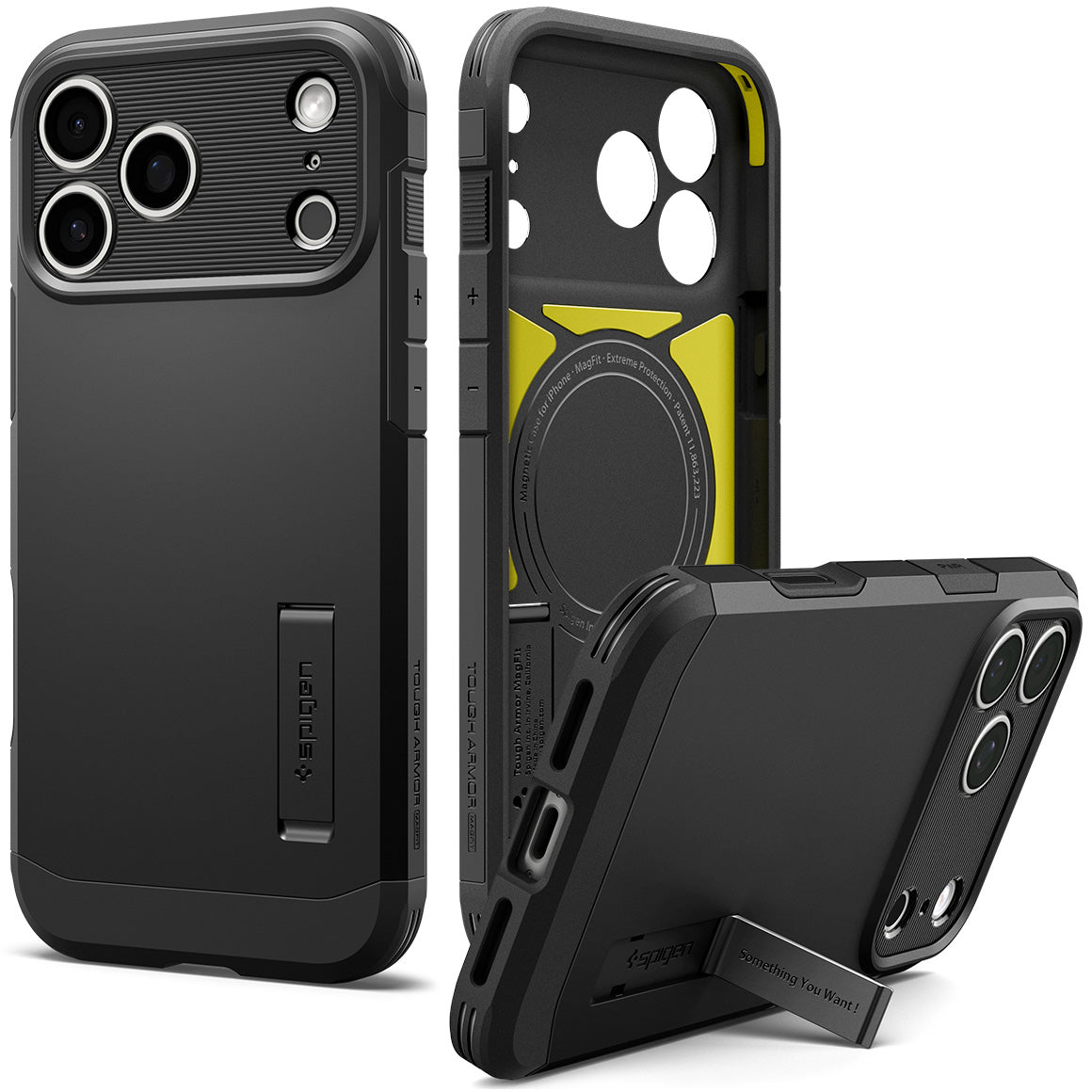 Handyhülle für iPhone 18 Pro, Spigen Tough Armor T Mag (CC) mit MagSafe, Schwarz (1/16)