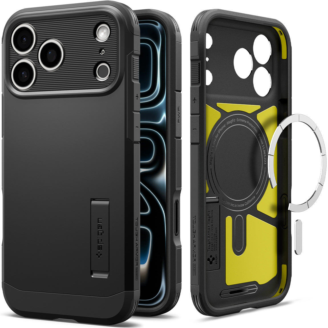 Handyhülle für iPhone 18 Pro, Spigen Tough Armor T Mag (CC) mit MagSafe, Schwarz (10/16)