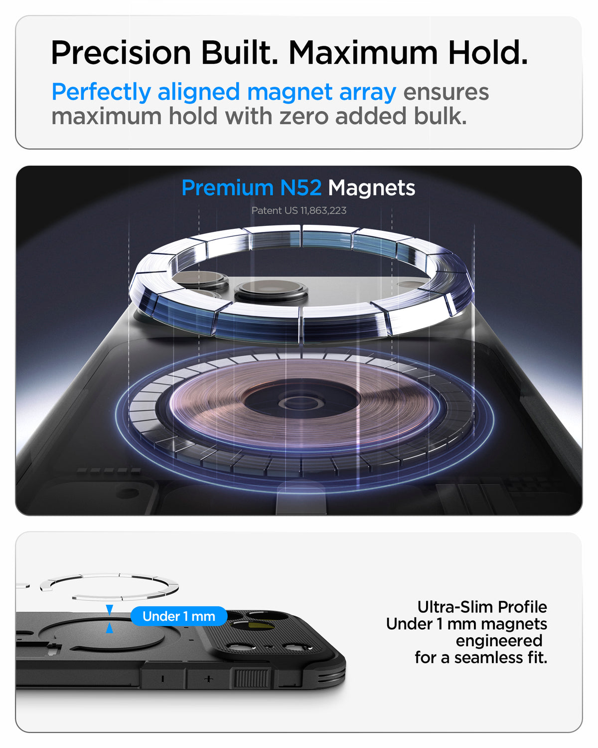 Handyhülle für iPhone 18 Pro, Spigen Tough Armor T Mag (CC) mit MagSafe, Grau-Schwarz (3/16)