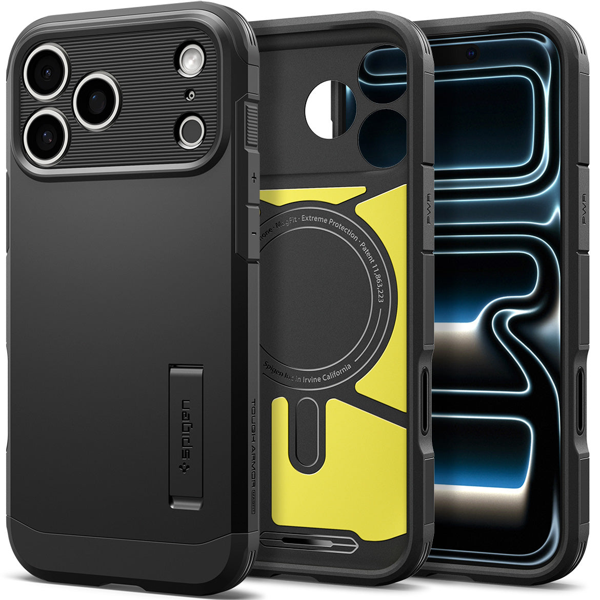 Handyhülle für iPhone 18 Pro Max, Spigen Tough Armor T Mag (CC) mit MagSafe, Schwarz (7/16)