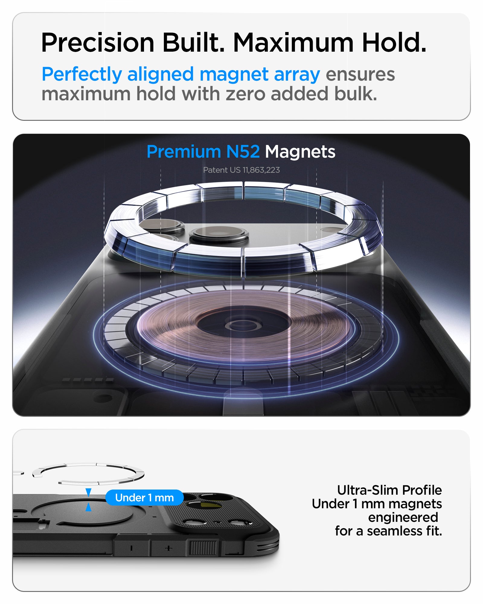 Handyhülle für iPhone 18 Pro Max, Spigen Tough Armor T Mag (CC) mit MagSafe, Grau-Schwarz (3/16)