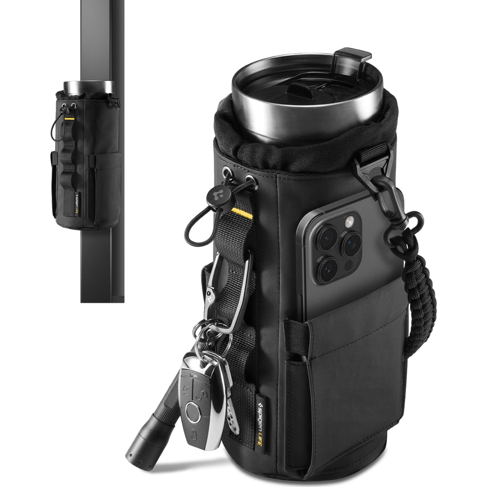 Magnetische Tasche für Flasche, Telefon, Schlüssel, Spigen Tumbler Holder Bag, Schwarz