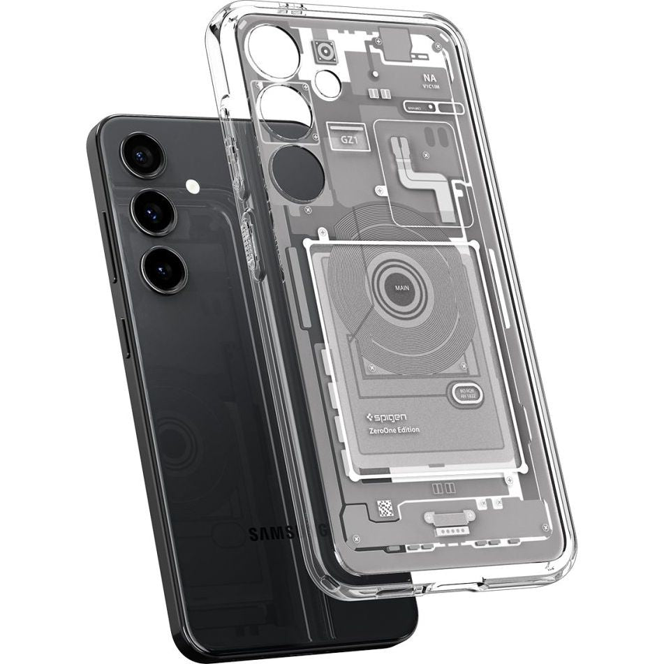 Schutzhülle für Galaxy S24, Spigen Ultra Hybrid, Weiß-Grau (Zero One)