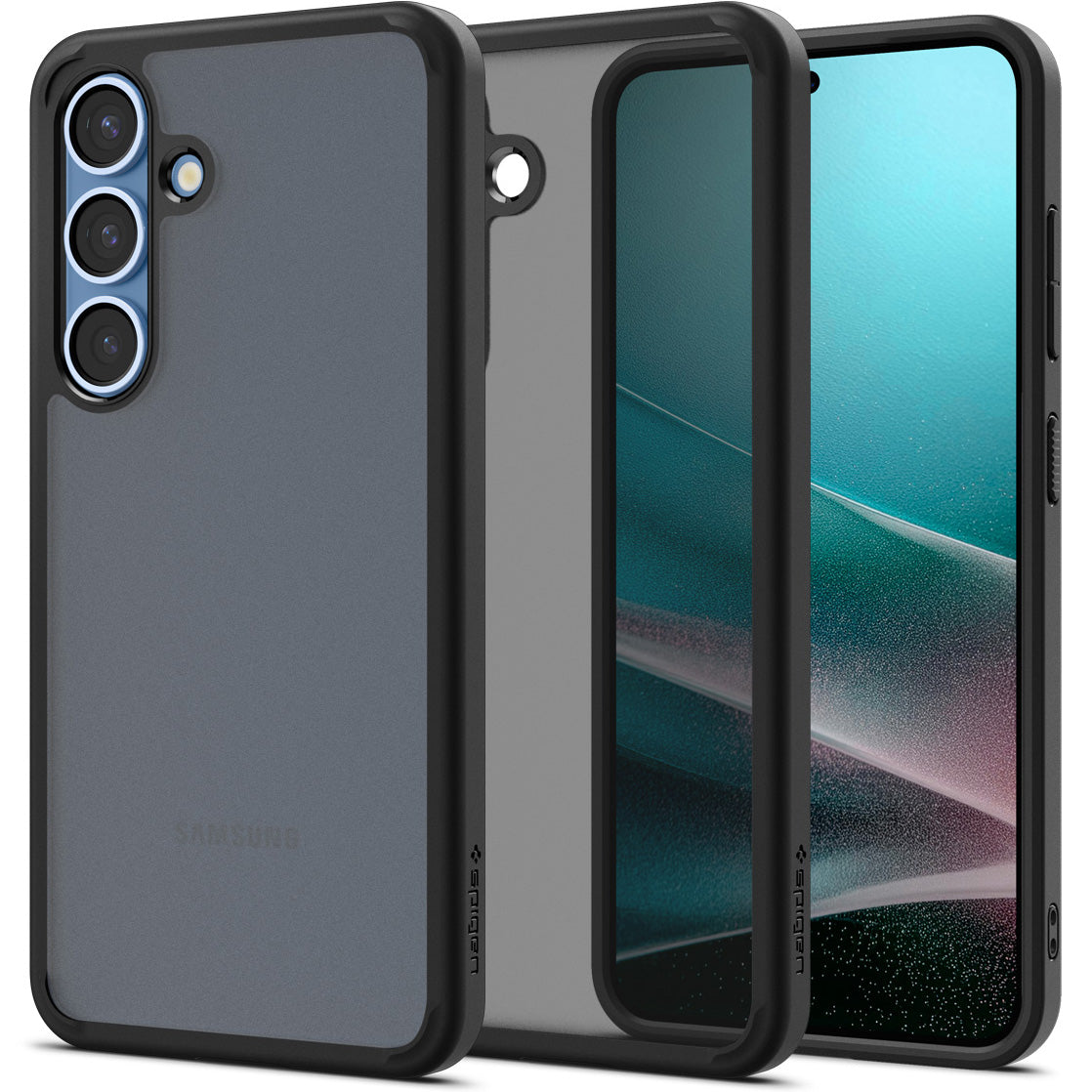 Handyhülle für Galaxy S25, Spigen Ultra Hybrid, Durchscheinend-Schwarz