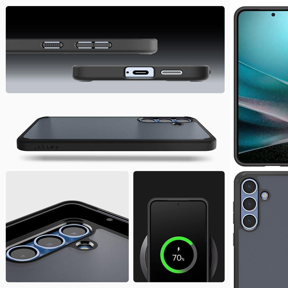 Handyhülle für Galaxy S25, Spigen Ultra Hybrid, Durchscheinend-Schwarz