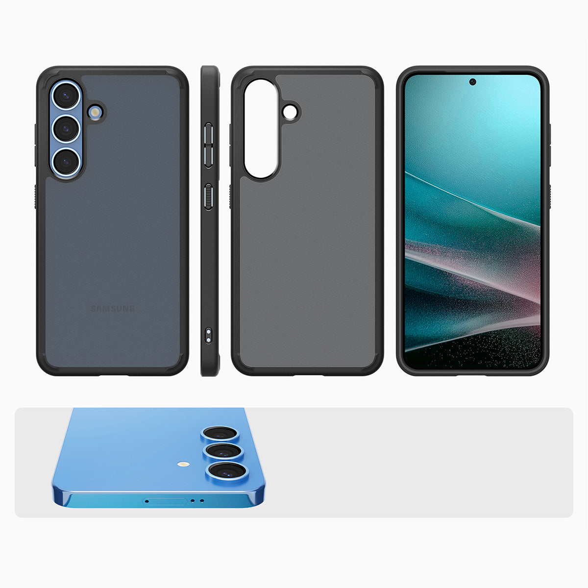 Handyhülle für Galaxy S25, Spigen Ultra Hybrid, Durchscheinend-Schwarz