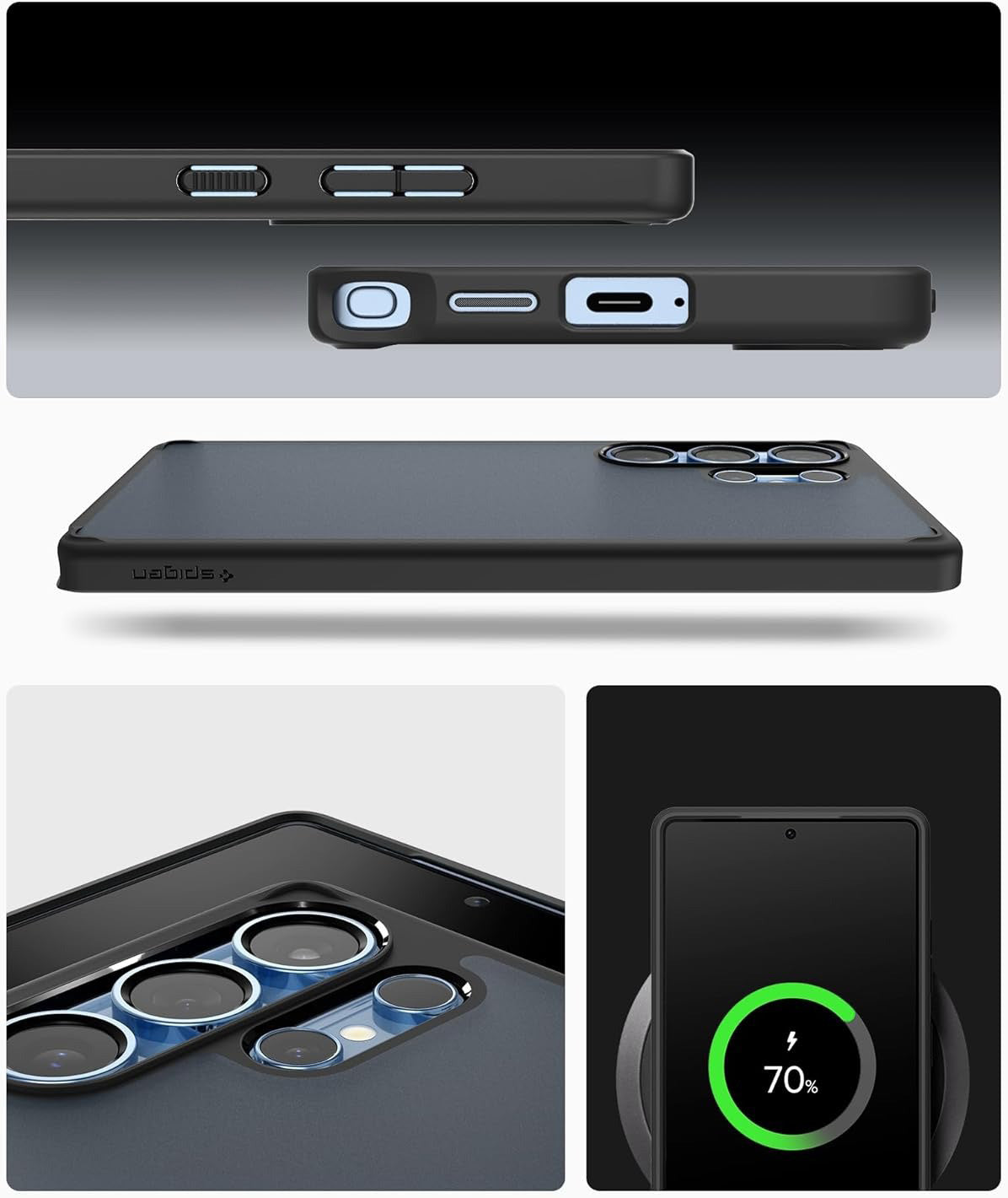 Handyhülle für Galaxy S25 Ultra, Spigen Ultra Hybrid, Durchscheinend-Schwarz