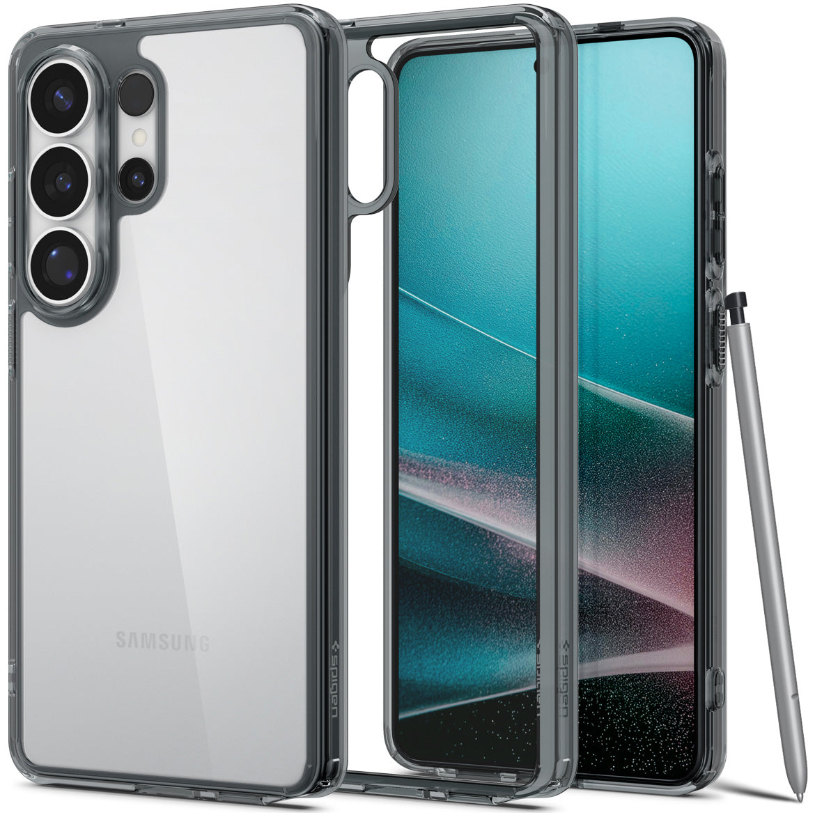 Handyhülle für Galaxy S26 Ultra, Spigen Ultra Hybrid, Transparent-Rauchfarben
